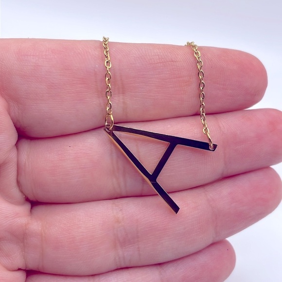 18k Gold Plated Initial Letter “A” Pendant Necklace - Picture 3 of 5